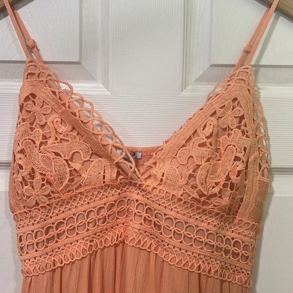 IrisBasic Peach lace bodice summer short mini dress medium NWT - Picture 4 of 7